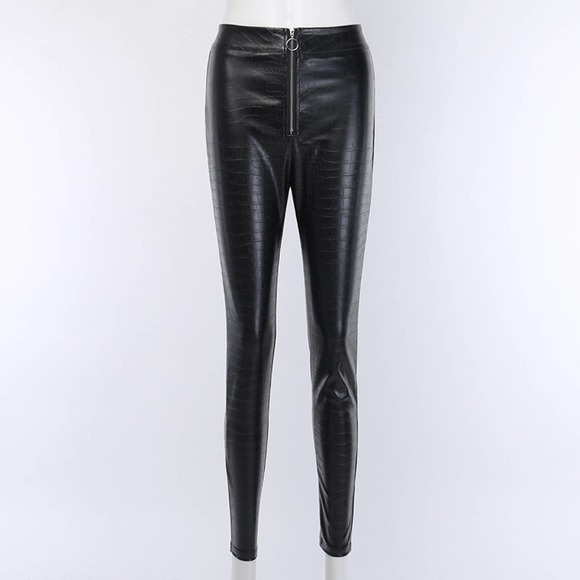 Elastic Waist Tie Zipper Casual Skinny Pants - Picture 6 of 11